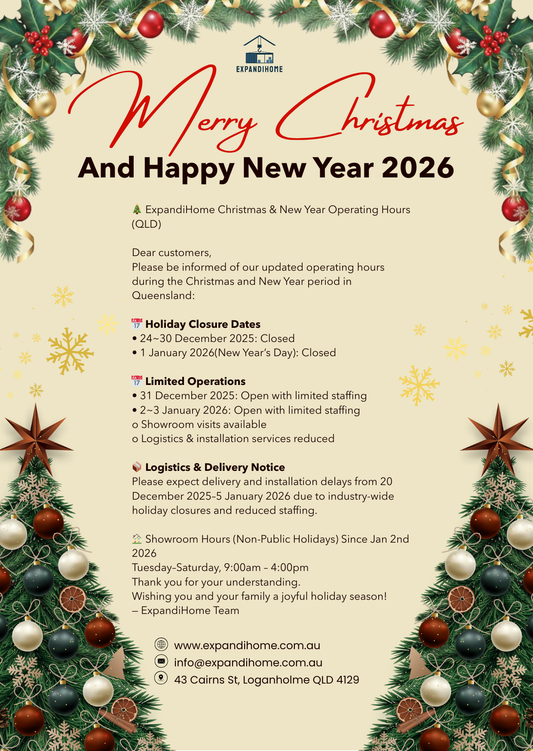 ExpandiHome Australia open days arrangement during Christmas and new year.