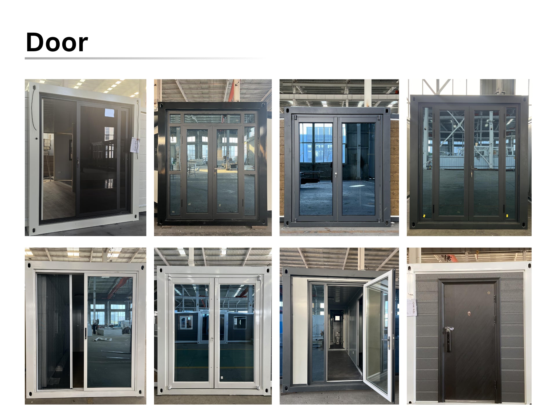 Various types of doors displayed in a grid layout.