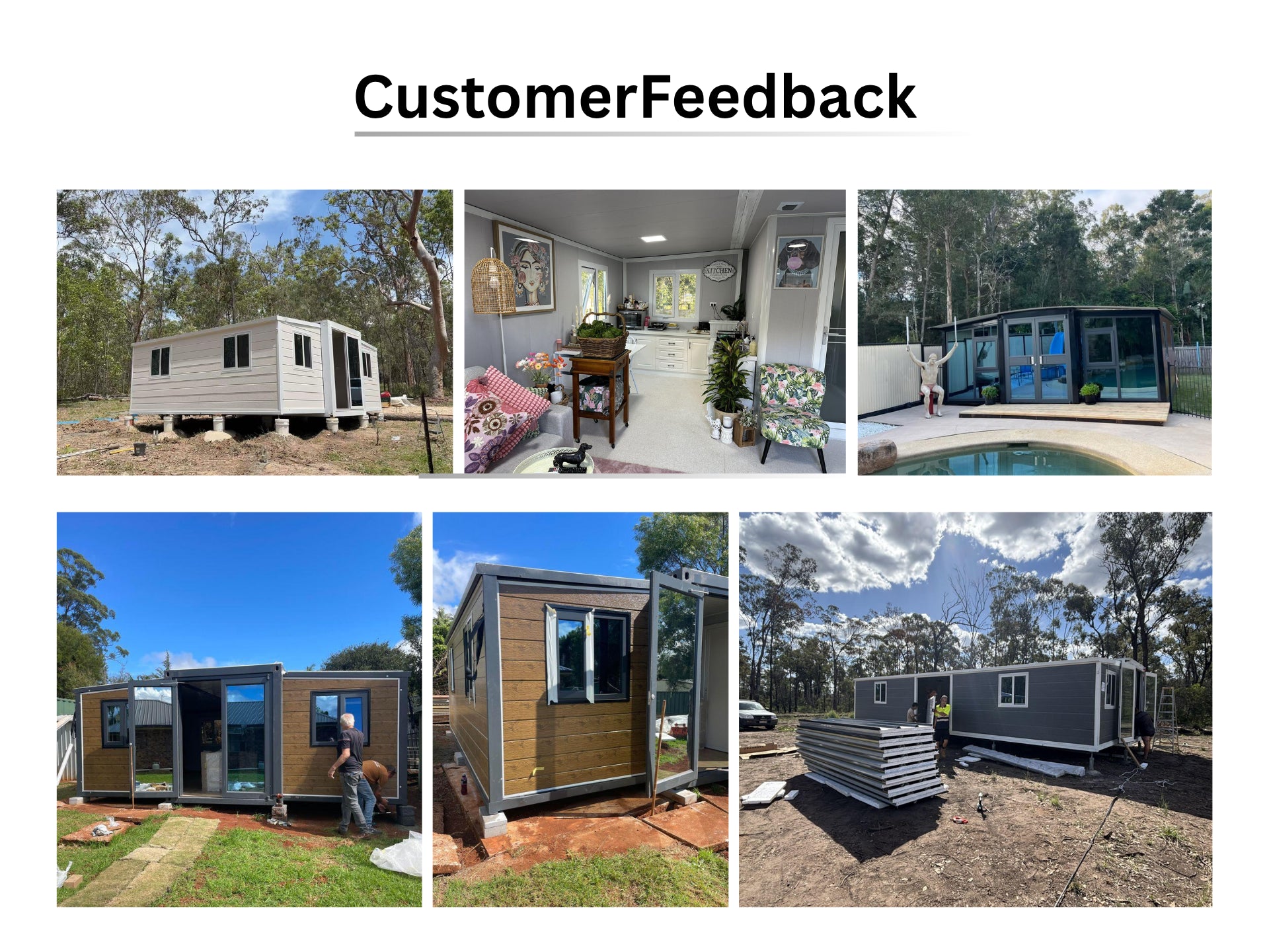 Collage of various tiny houses with Expandihome projects