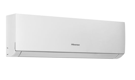 White air conditioner with Hisense logo on a white background