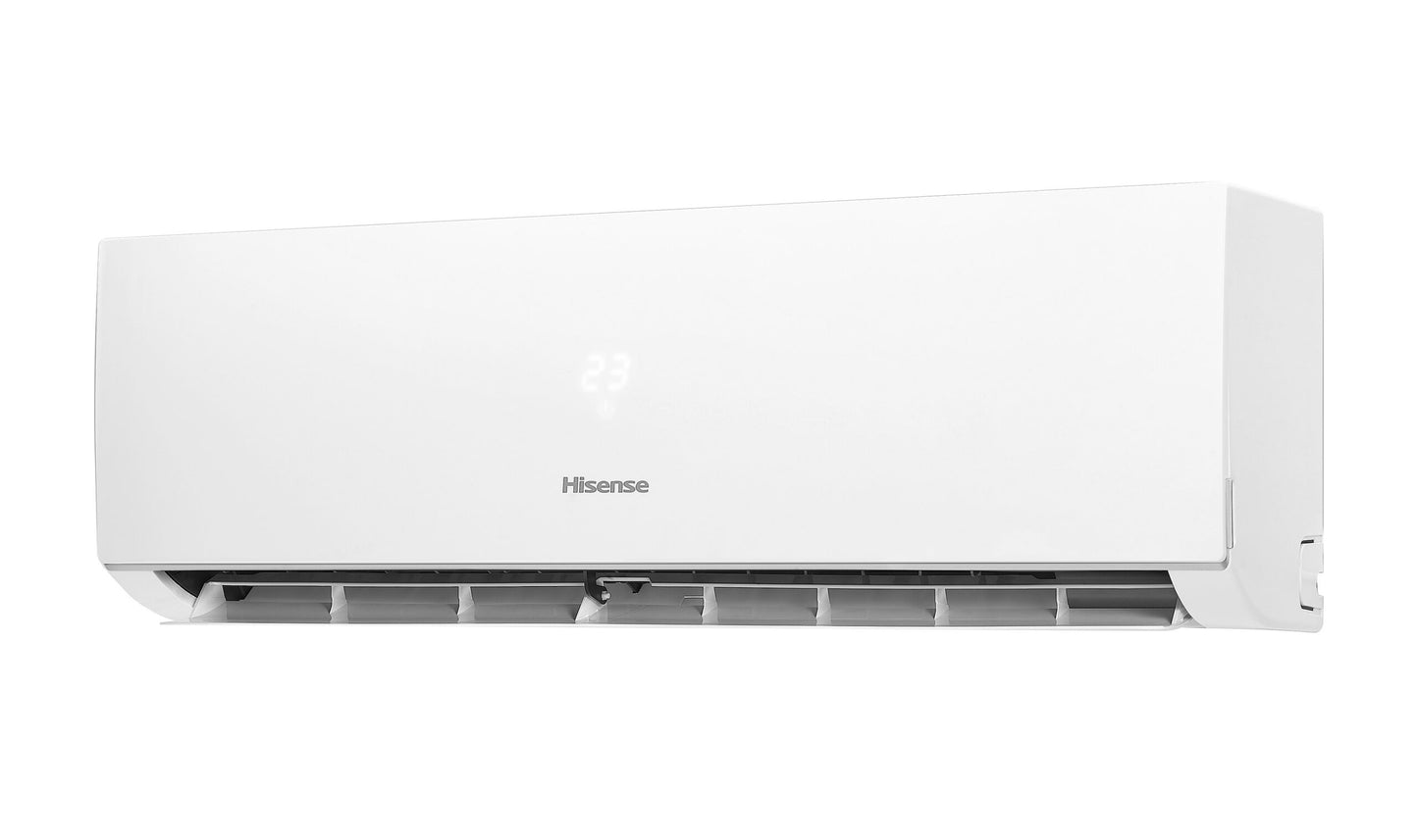 White air conditioner with 'Hisense' branding on a white background